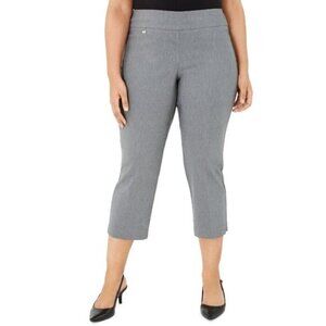 Alfani Plus Size 20W & 24W Tummy-Control Grey Capri Dress Pants NWT